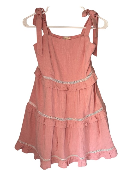 Hem & Thread Dresses & Skirts - Hem & Thread Tiered Ruffle Tie Strap Layers Pink Small
